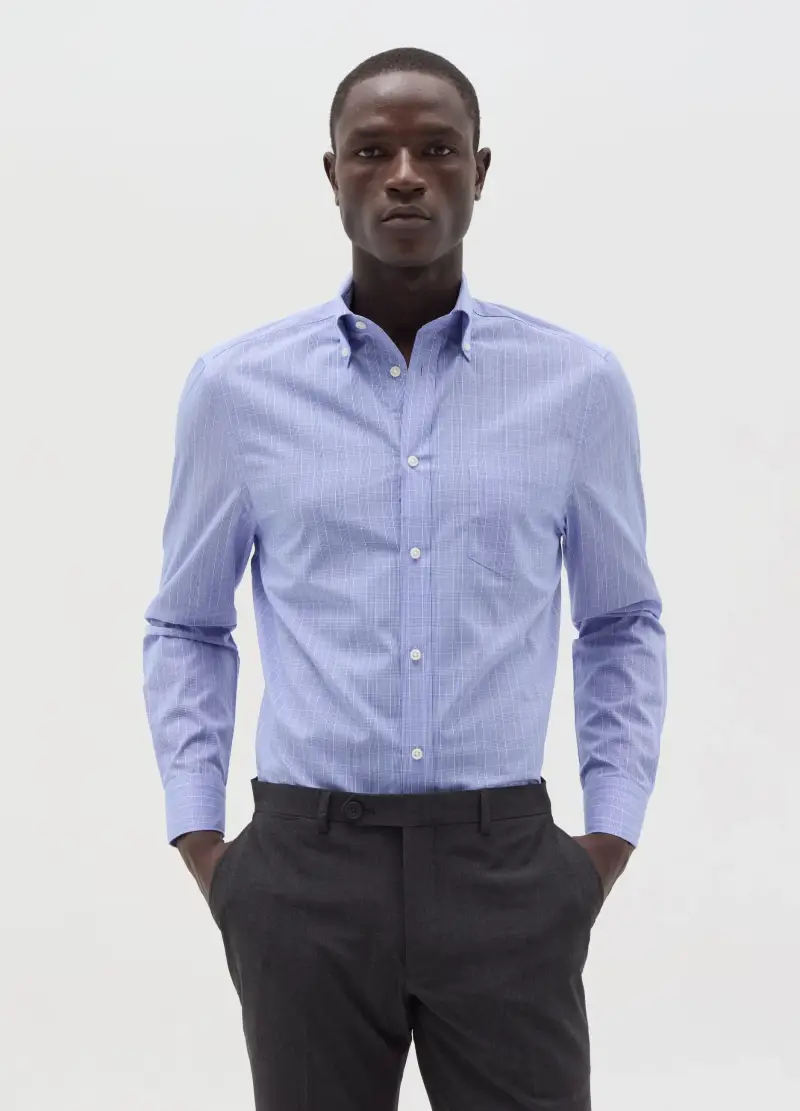 Camicia Regular Fit A Quadretti Con Tasca, Uomo, Multicolor