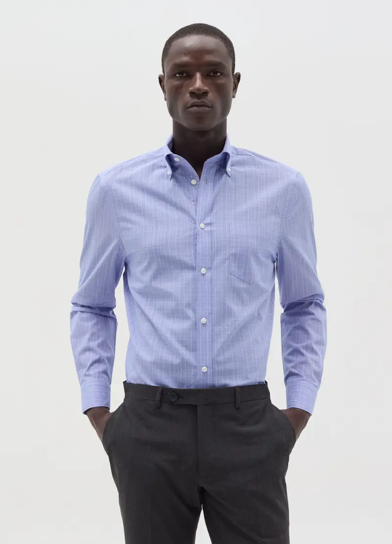 Camicia Regular Fit A Quadretti Con Tasca, Uomo, Multicolor