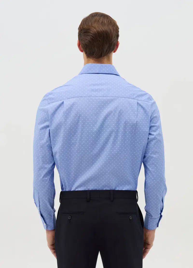 Camicia Regular Fit Con Micro Fantasia, Uomo, Azzurro miniatura 3