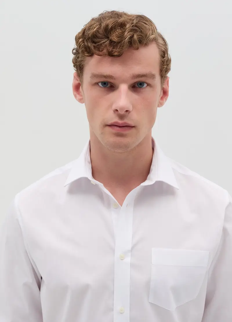 Camicia Regular Fit Con Tasca, Uomo, Bianco miniatura 2
