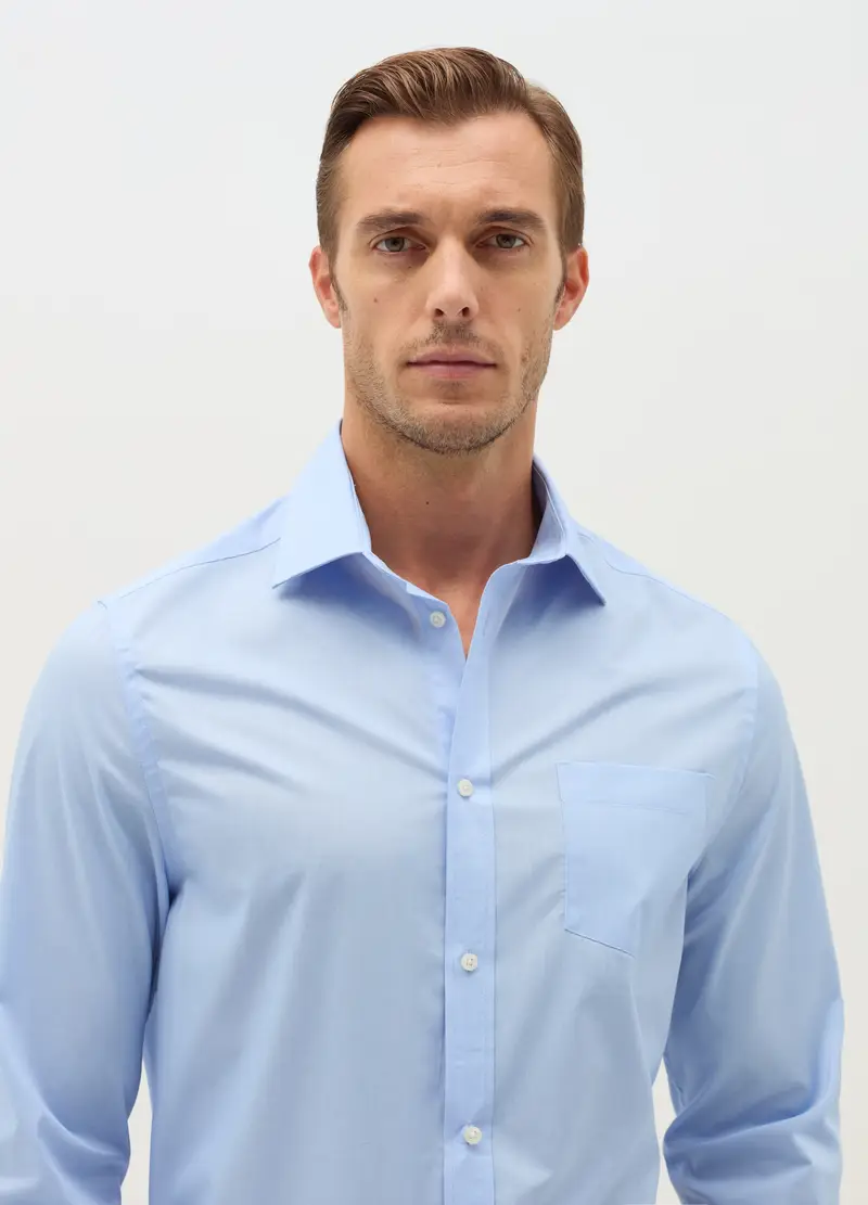 , Camicia Regular Fit Con Tasca, Uomo, Blu miniatura 2