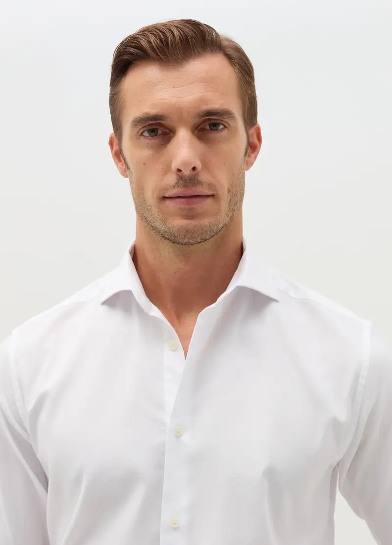 Camicia Regular Fit Easy Iron, Uomo, Bianco miniatura 3