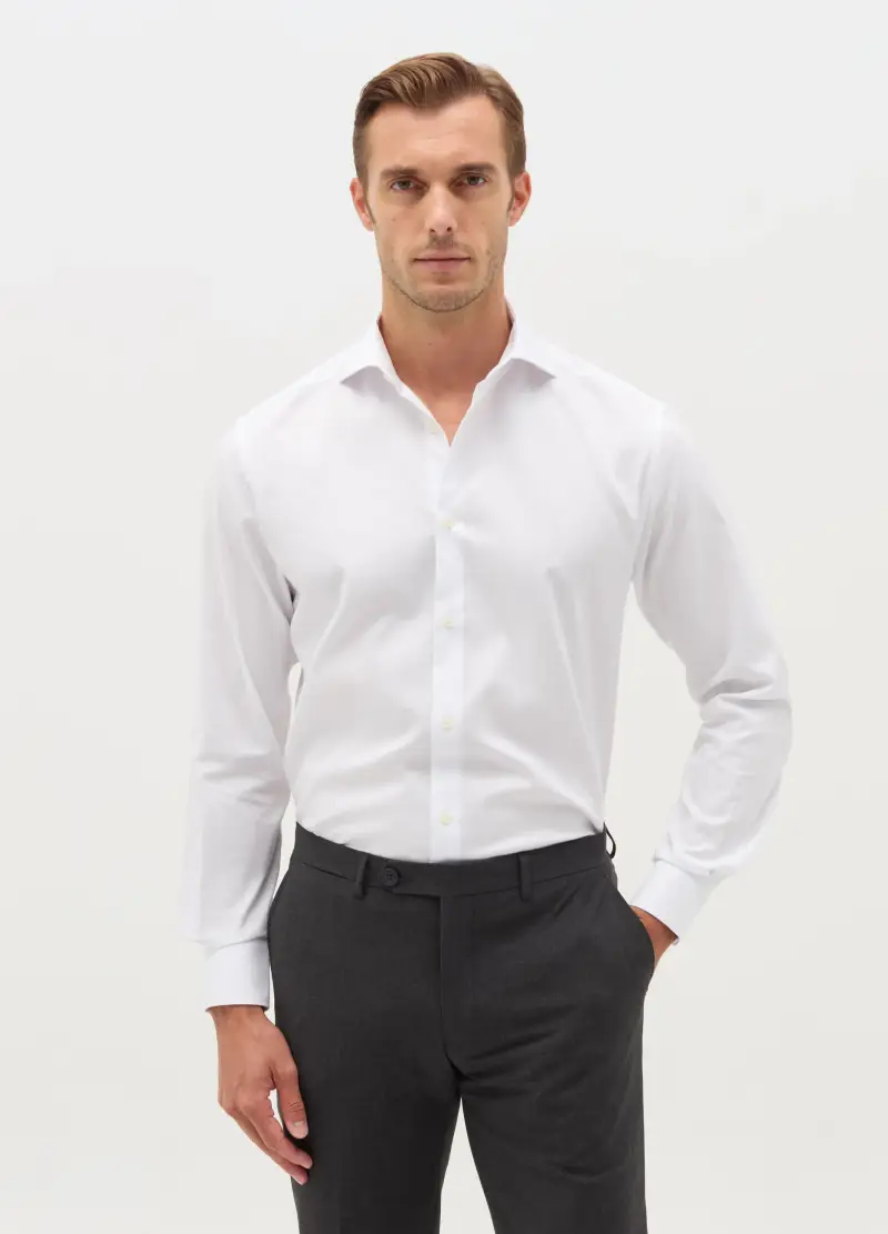 Camicia Regular Fit Easy Iron, Uomo, Bianco