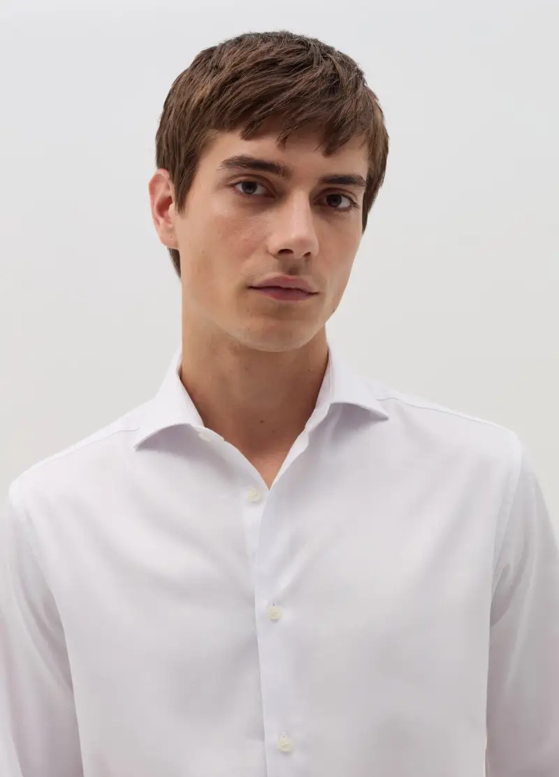 Camicia Regular Fit In Cotone Easy Iron, Uomo, Bianco miniatura 3