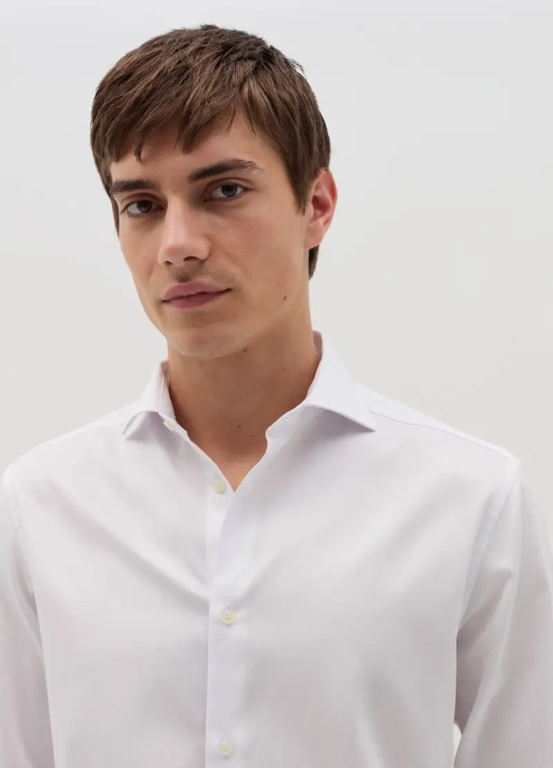 Camicia Regular Fit In Cotone Easy Iron, Uomo, Bianco miniatura 3