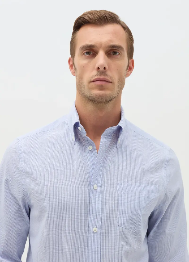 , Camicia Regular Fit Micro Quadri, Uomo, Multicolor miniatura 3