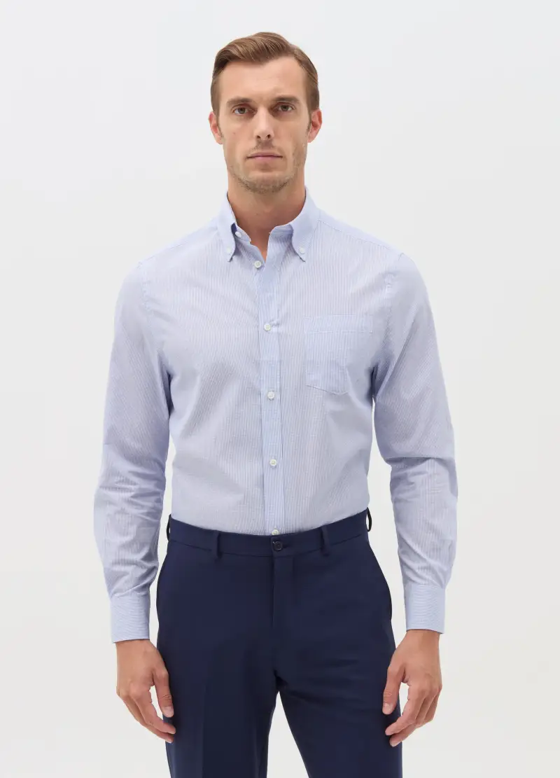 Camicia Regular Fit Micro Quadri, Uomo, Multicolor