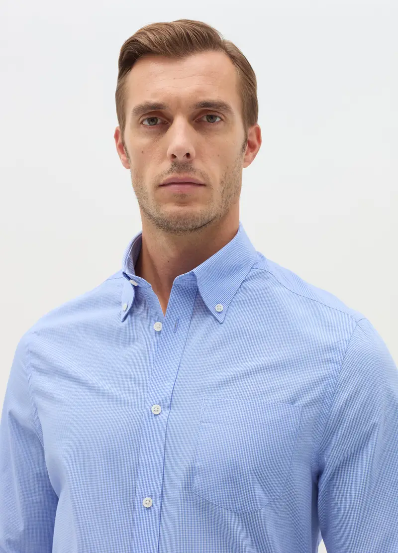 , Camicia Regular Fit Micro Quadri, Uomo, Multicolor miniatura 3