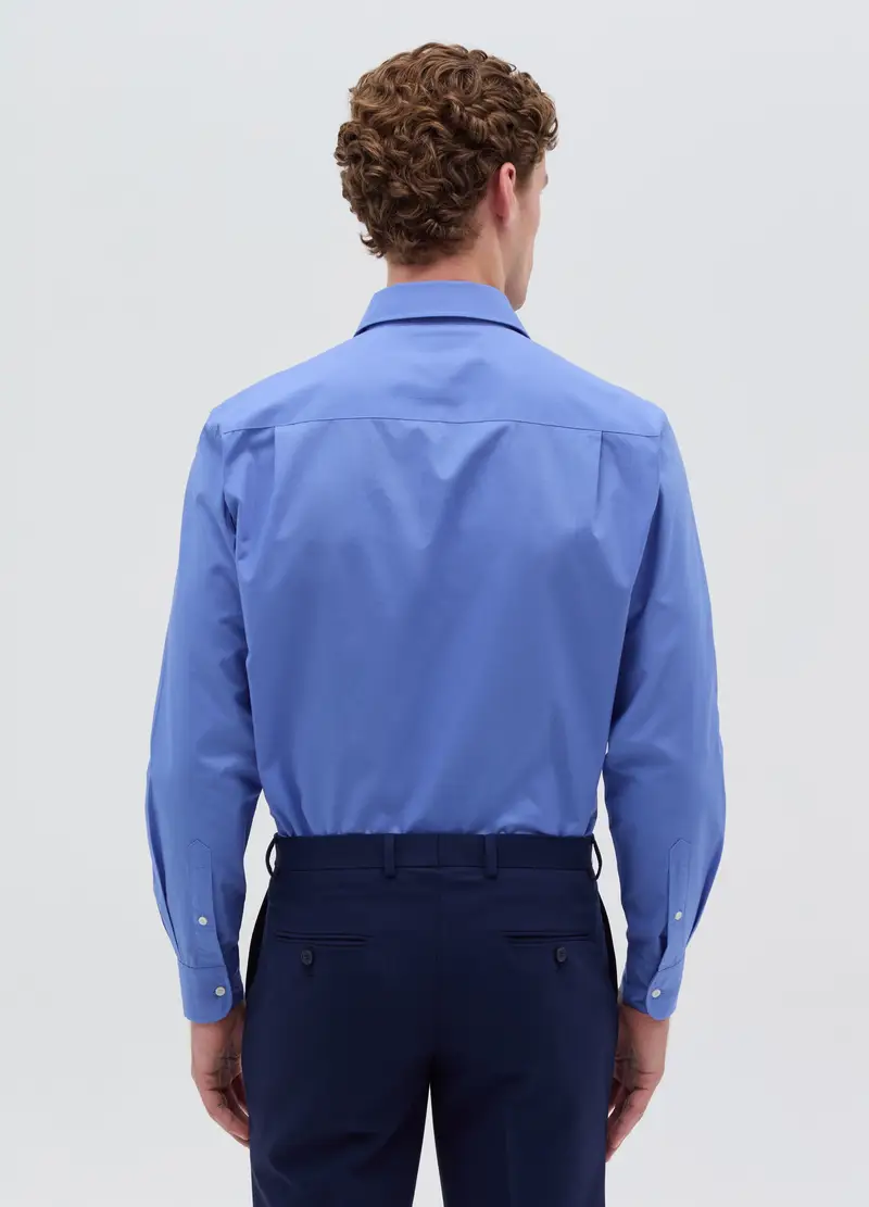 Camicia Regular Fit Tinta Unita, Uomo, Blu miniatura 3