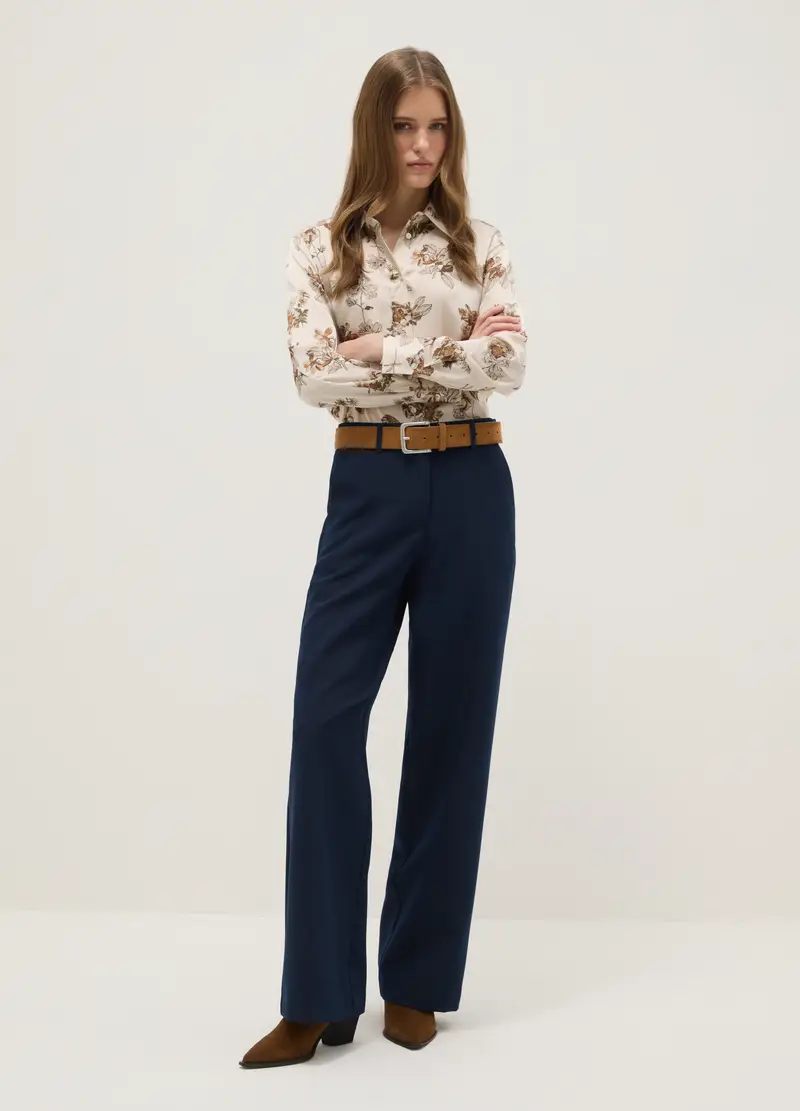 Camicia Satinata A Maniche Lunghe Multicolor Regular Fit Con Fiori, Donna, Multicolor miniatura 2