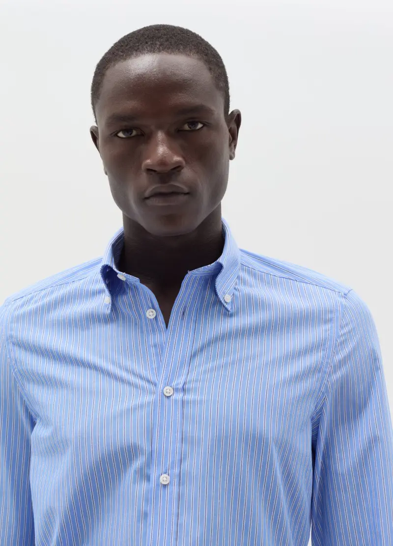 , Camicia Slim Fit A Righe Button-down, Uomo, Multicolor miniatura 2