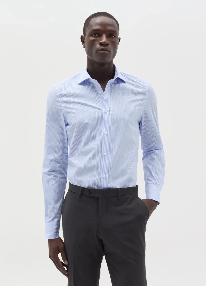 Camicia Slim Fit Con Fantasia A Righe, Uomo, Multicolor