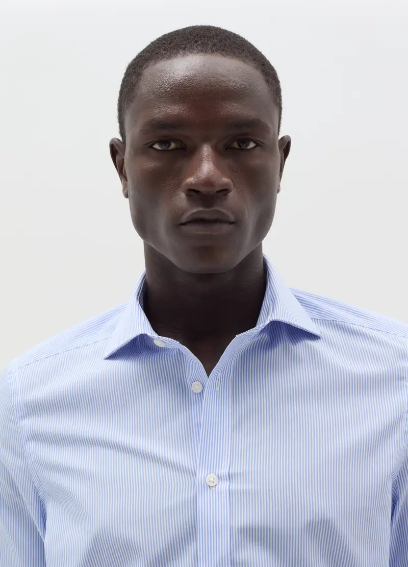 Camicia Slim Fit Con Fantasia A Righe, Uomo, Multicolor miniatura 2