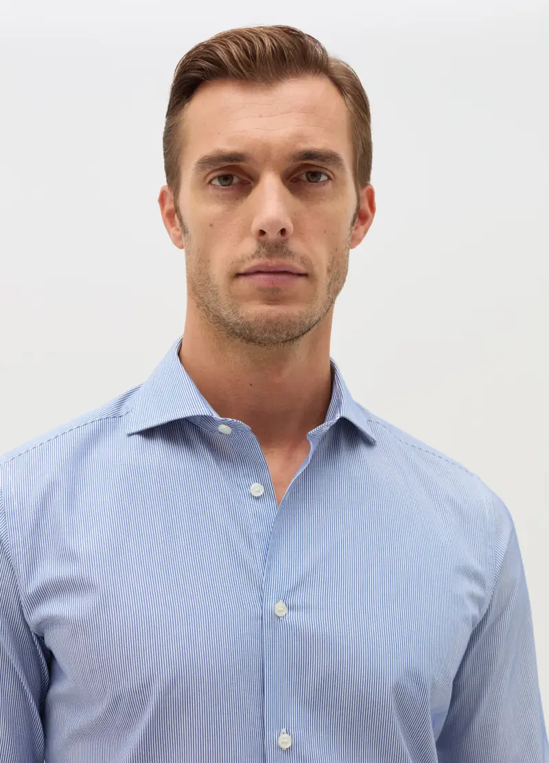 Camicia Slim Fit Easy Iron A Righe Sottili, Uomo, Multicolor miniatura 3