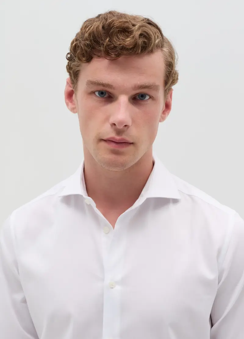 Camicia Slim Fit Easy Iron, Uomo, Bianco miniatura 2