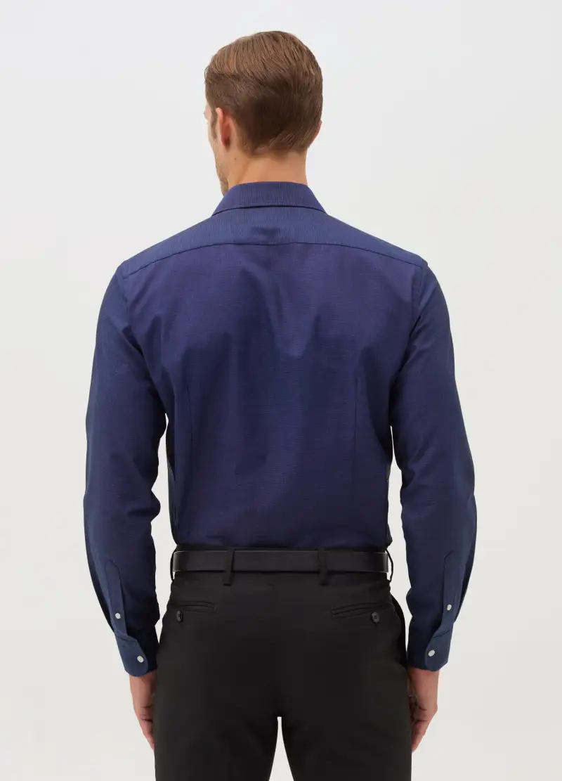 Camicia Slim Fit Easy Iron, Uomo, Blu miniatura 2