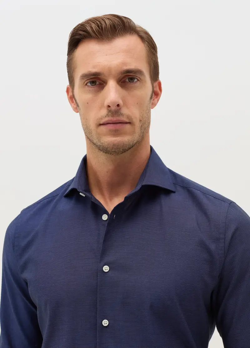 Camicia Slim Fit Easy Iron, Uomo, Blu miniatura 3