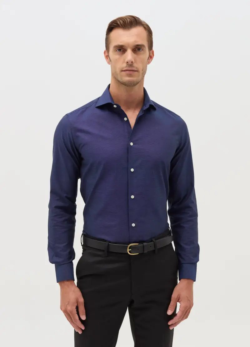 Camicia Slim Fit Easy Iron, Uomo, Blu