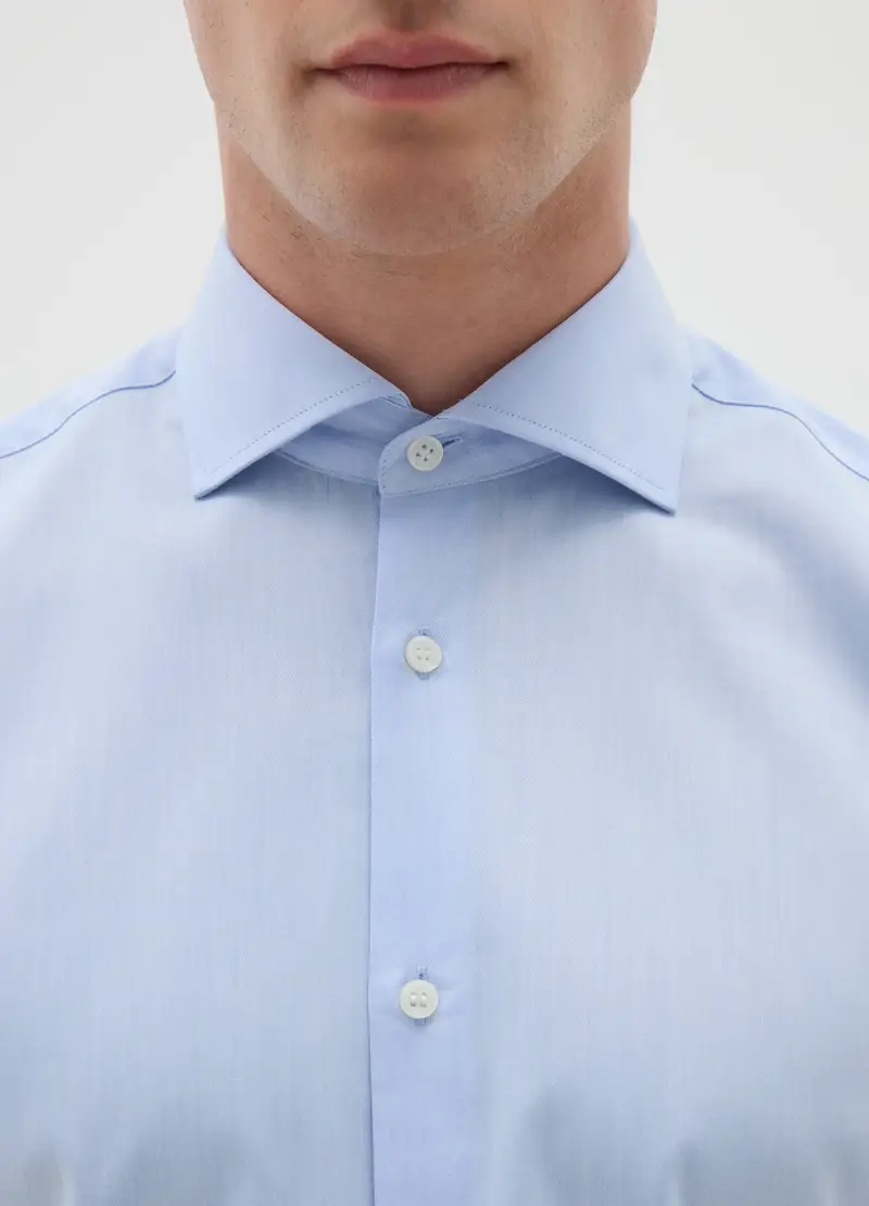 Camicia Slim Fit In Cotone, Uomo, Blu miniatura 2