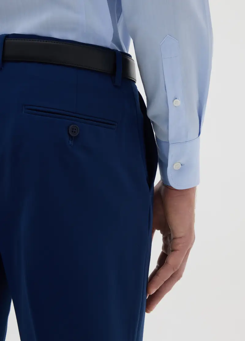 Camicia Slim Fit In Cotone, Uomo, Blu miniatura 3