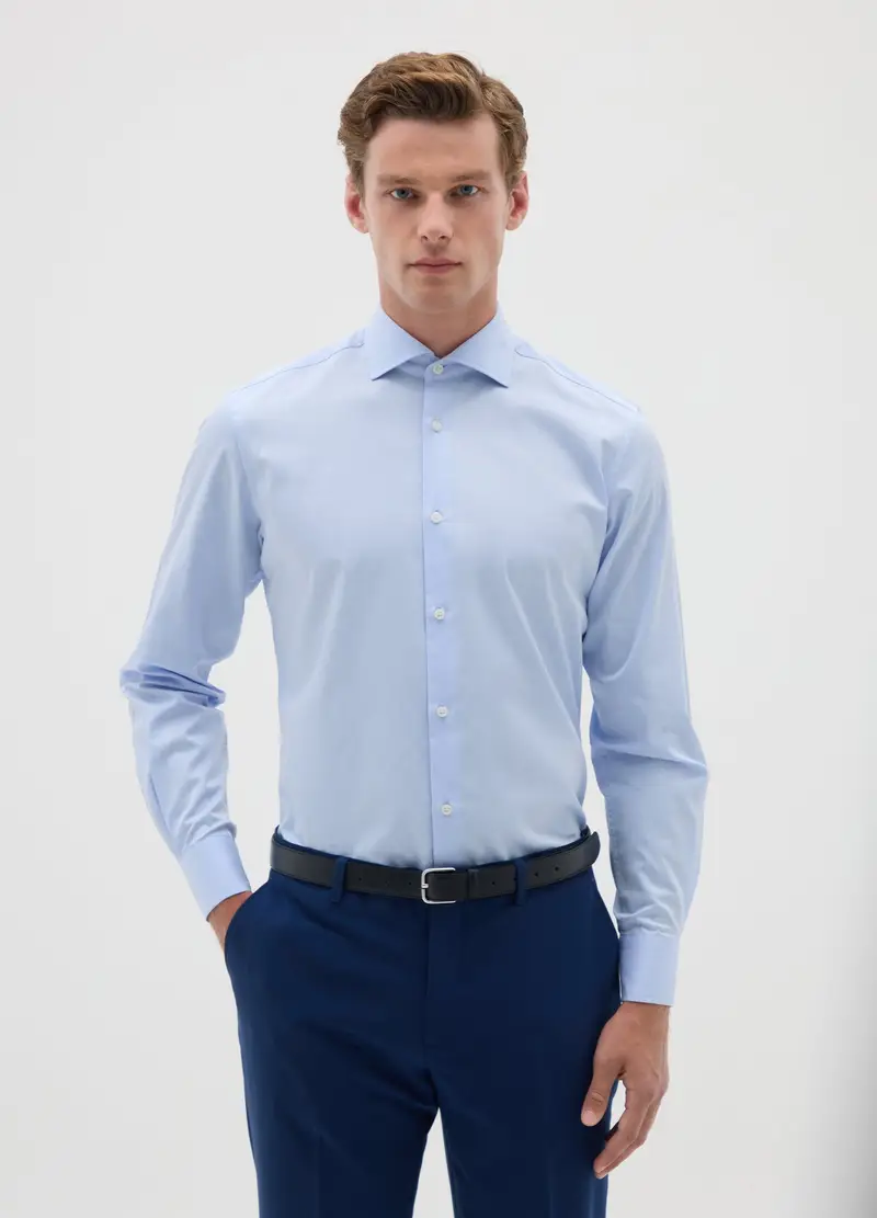 OVS, Camicia Slim Fit In Cotone, Uomo, Blu, Taglia: 40