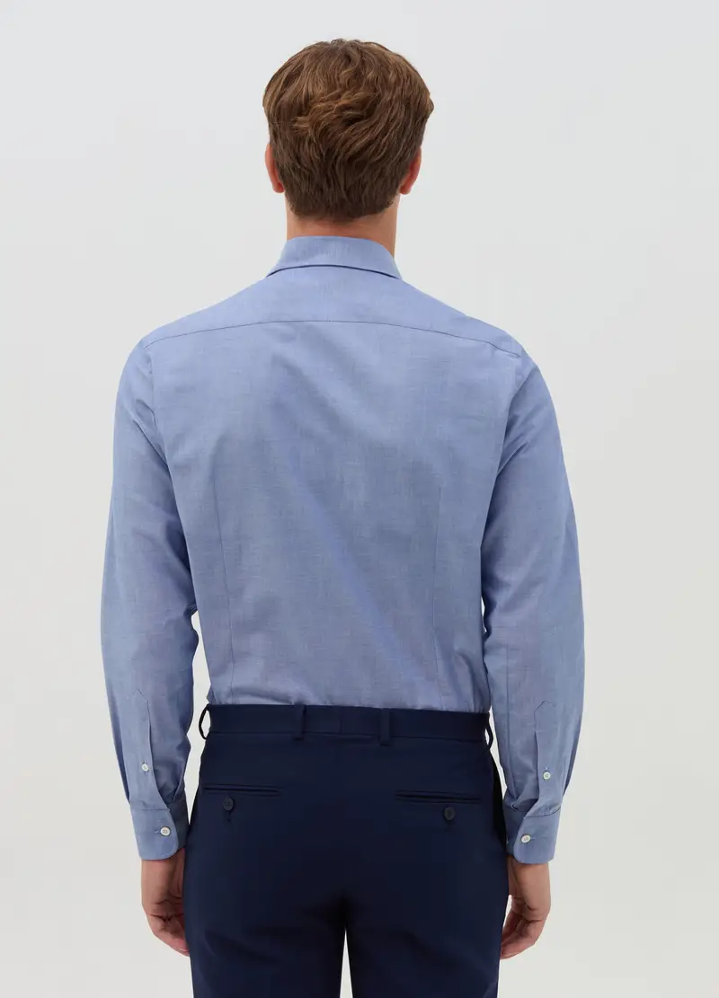 Camicia Slim Fit In Piquet, Uomo, Azzurro miniatura 3