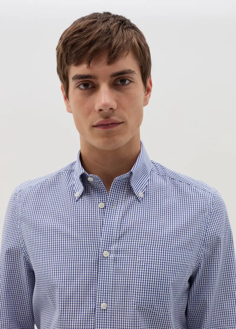 , Camicia Slim Fit Micro Quadri, Uomo, Multicolor miniatura 3