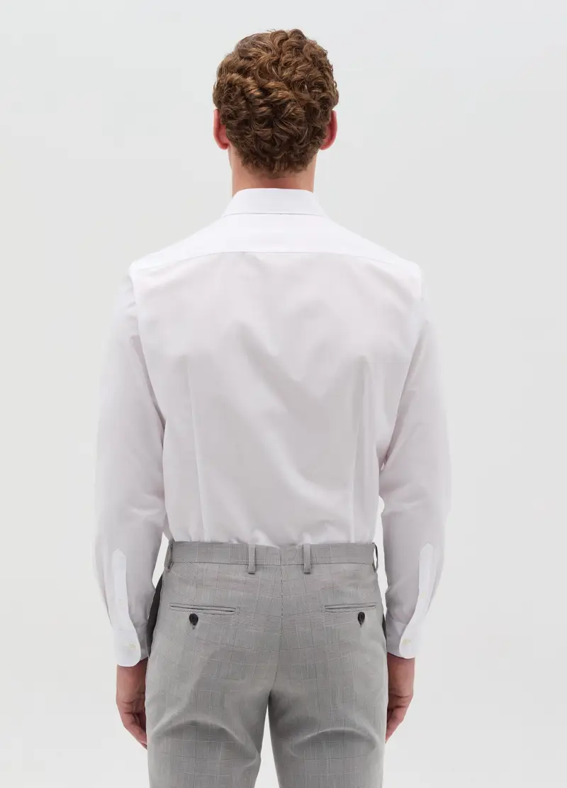 Camicia Slim Fit Tinta Unita, Uomo, Bianco miniatura 3