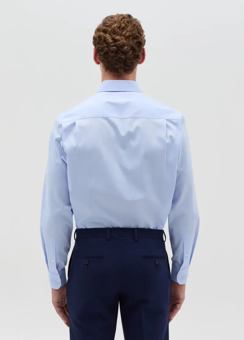 Camicia Uomo Manica Lunga In Cotone Azzurro, Azzurro miniatura 3