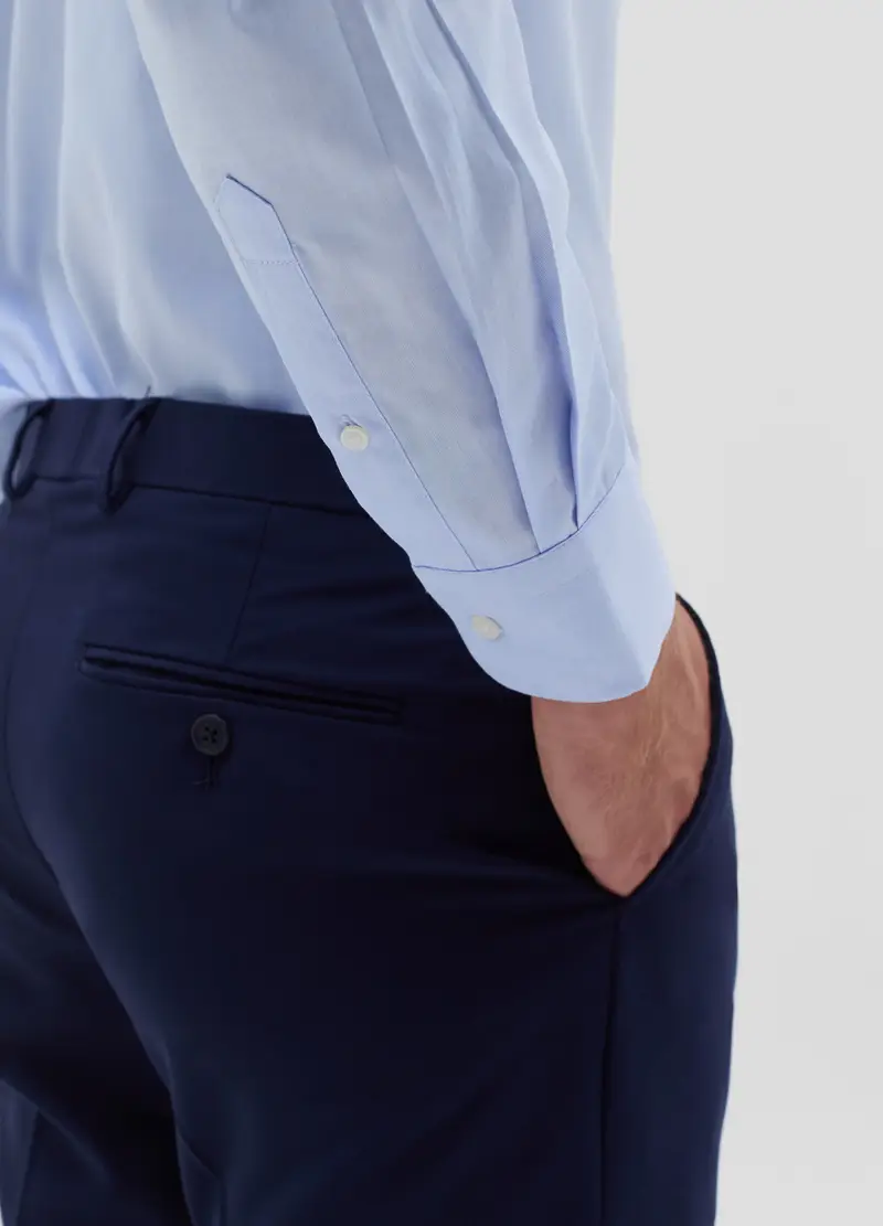 OVS, Camicia Uomo Manica Lunga In Cotone Azzurro, Azzurro, Taglia: 39 miniatura 3