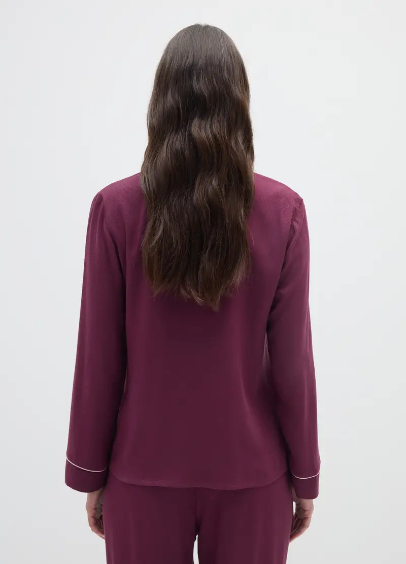 Camicia Viola Vinaccia Del Pigiama Con Bottoni, Donna, Viola miniatura 3
