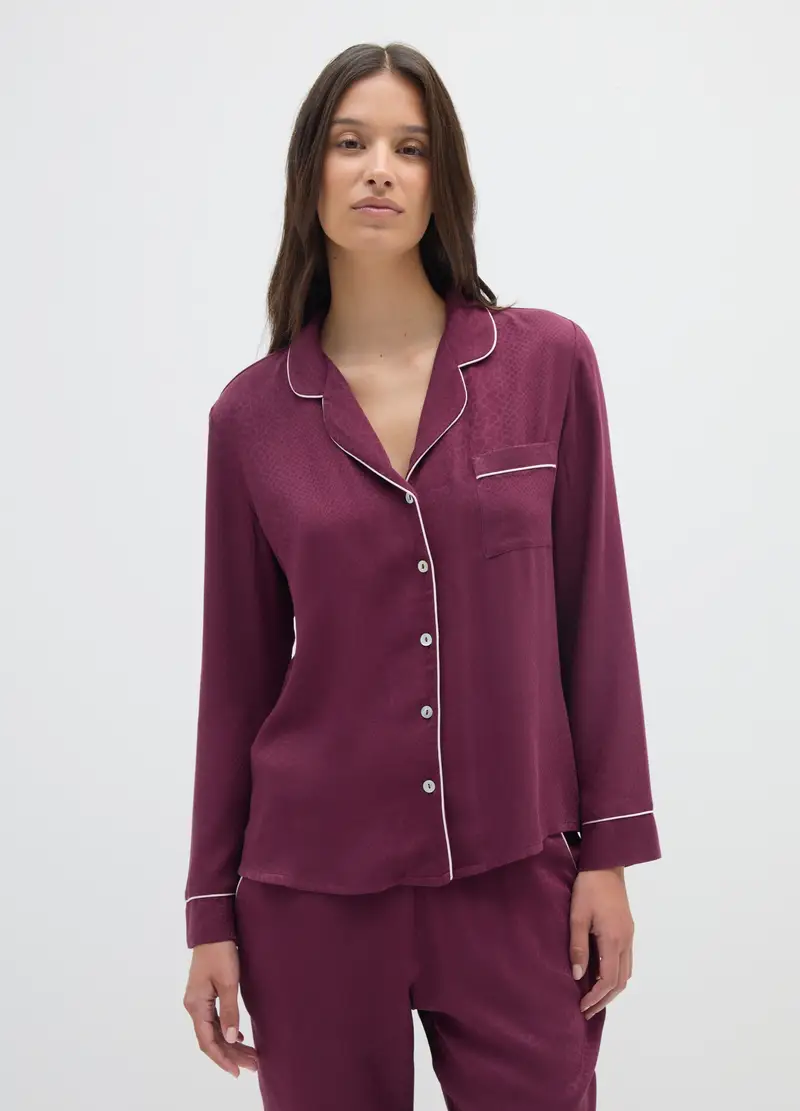Camicia Viola Vinaccia Del Pigiama Con Bottoni, Donna, Viola