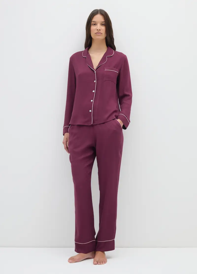 Camicia Viola Vinaccia Del Pigiama Con Bottoni, Donna, Viola miniatura 2