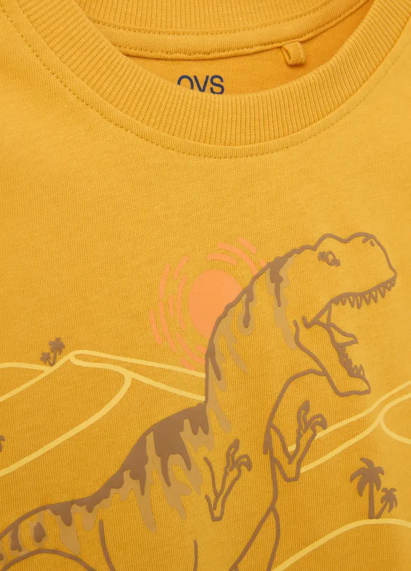 OVS, Canotta Da Bambino In Puro Cotone Gialla Regular Fit Con Stampa, Giallo, Taglia: 6-7 miniatura 3