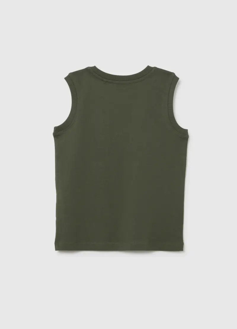 Canotta Da Bambino In Puro Cotone Verde Regular Fit, Verde miniatura 2