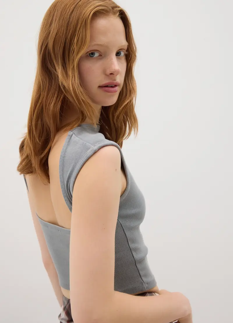 OVS, Canotta Da Donna In Misto Cotone Grigia, Grigio, Taglia: XS miniatura 2