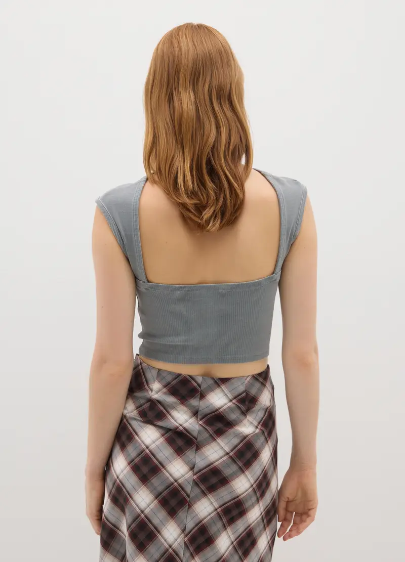 OVS, Canotta Da Donna In Misto Cotone Grigia, Grigio, Taglia: XS miniatura 3