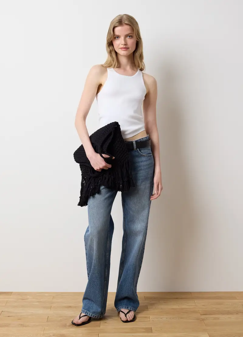 OVS, Canotta Da Donna In Misto Viscosa Bianca Fitted, Bianco, Taglia: XS