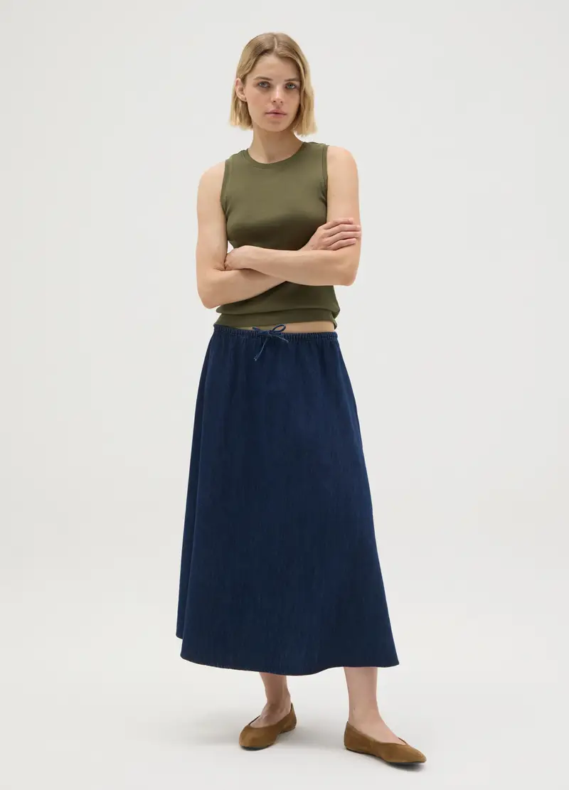 Canotta Da Donna In Puro Cotone Verde, Verde miniatura 2