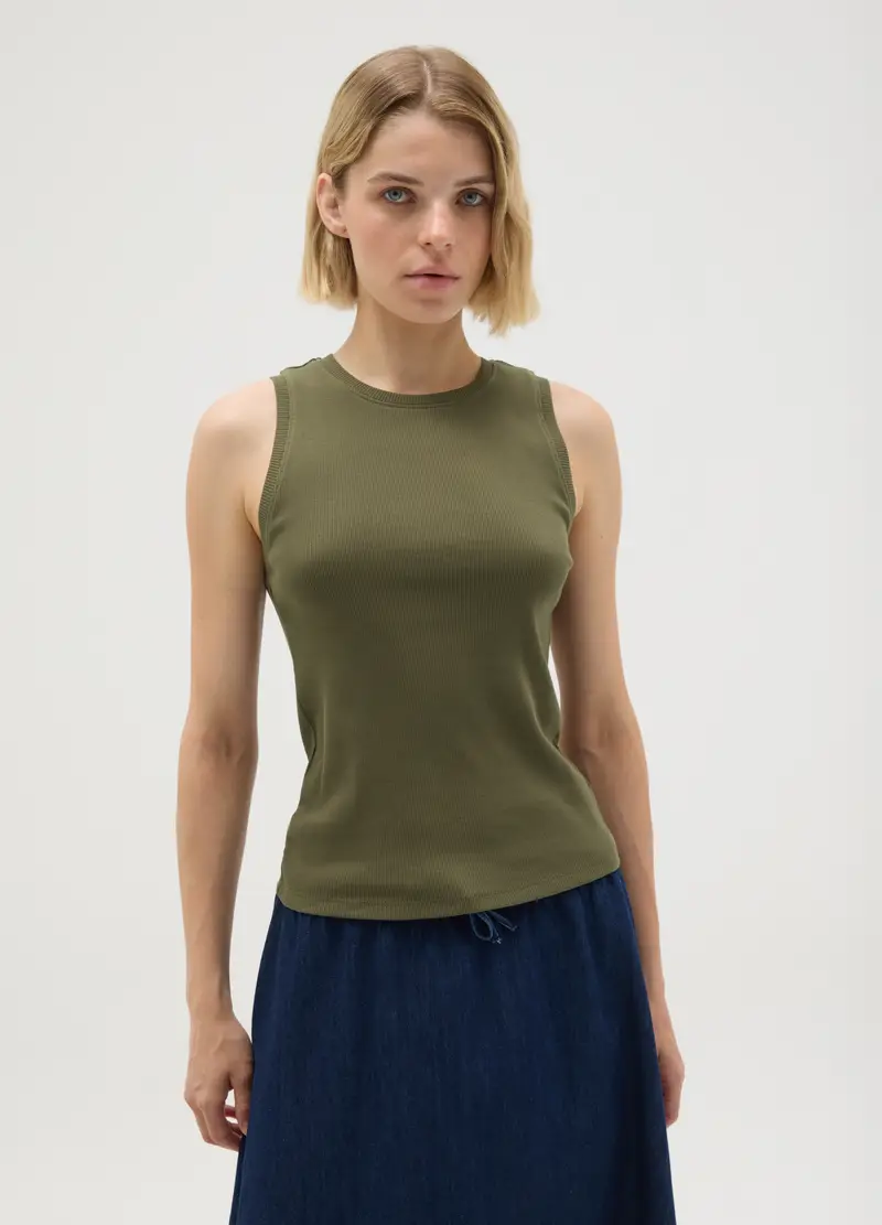 Canotta Da Donna In Puro Cotone Verde, Verde