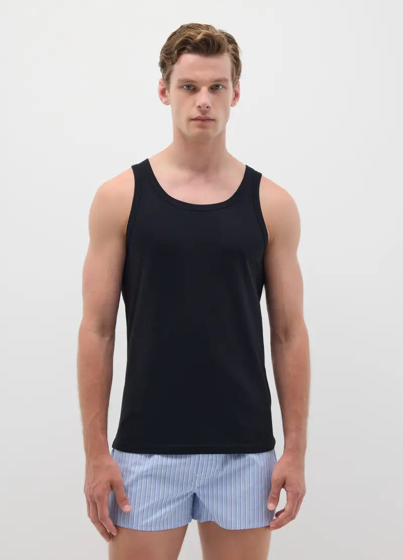 OVS, Canotta Da Uomo In Puro Cotone Nero, Nero, Taglia: S