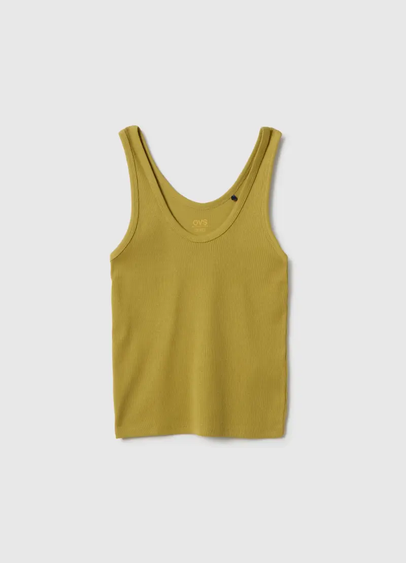 Canotta In Cotone Elasticizzato Giallo Regular Fit, Donna, Giallo