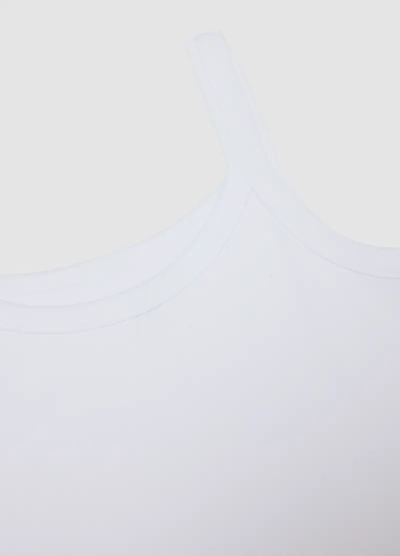 Canotta In Puro Cotone Bianca Regular Fit Con Spalla Larga, Donna, Bianco miniatura 2