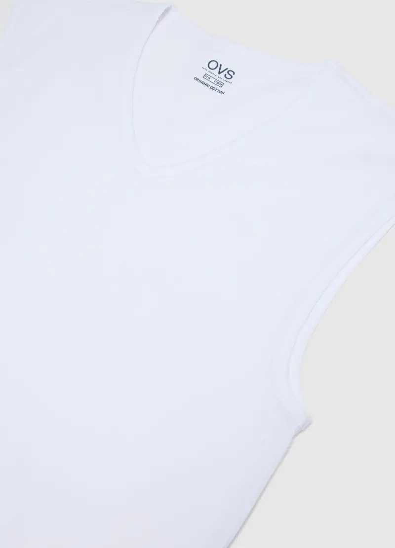 Canotta In Puro Cotone Bianca Regular Fit Con Spalla Larga, Uomo, Bianco miniatura 2