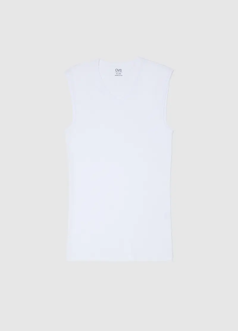 Canotta In Puro Cotone Bianca Regular Fit Con Spalla Larga, Uomo, Bianco