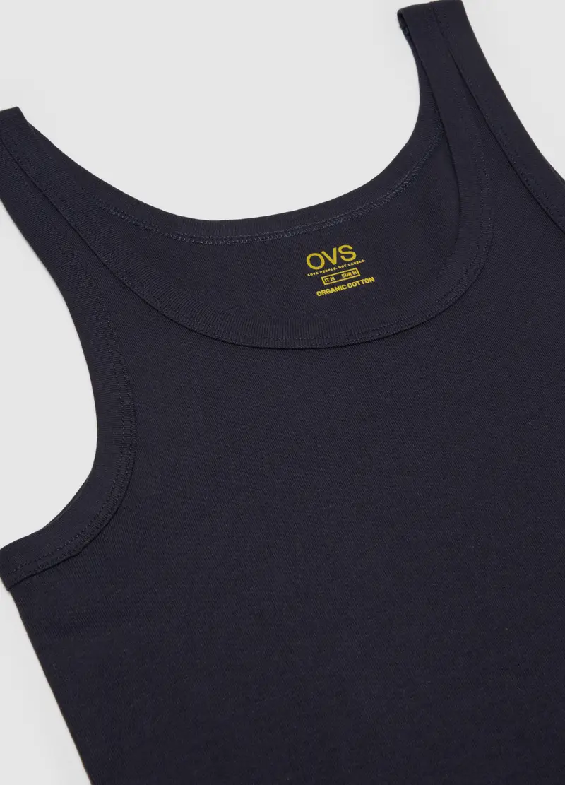 Canotta In Puro Cotone Blu Regular Fit, Uomo, Blu miniatura 2