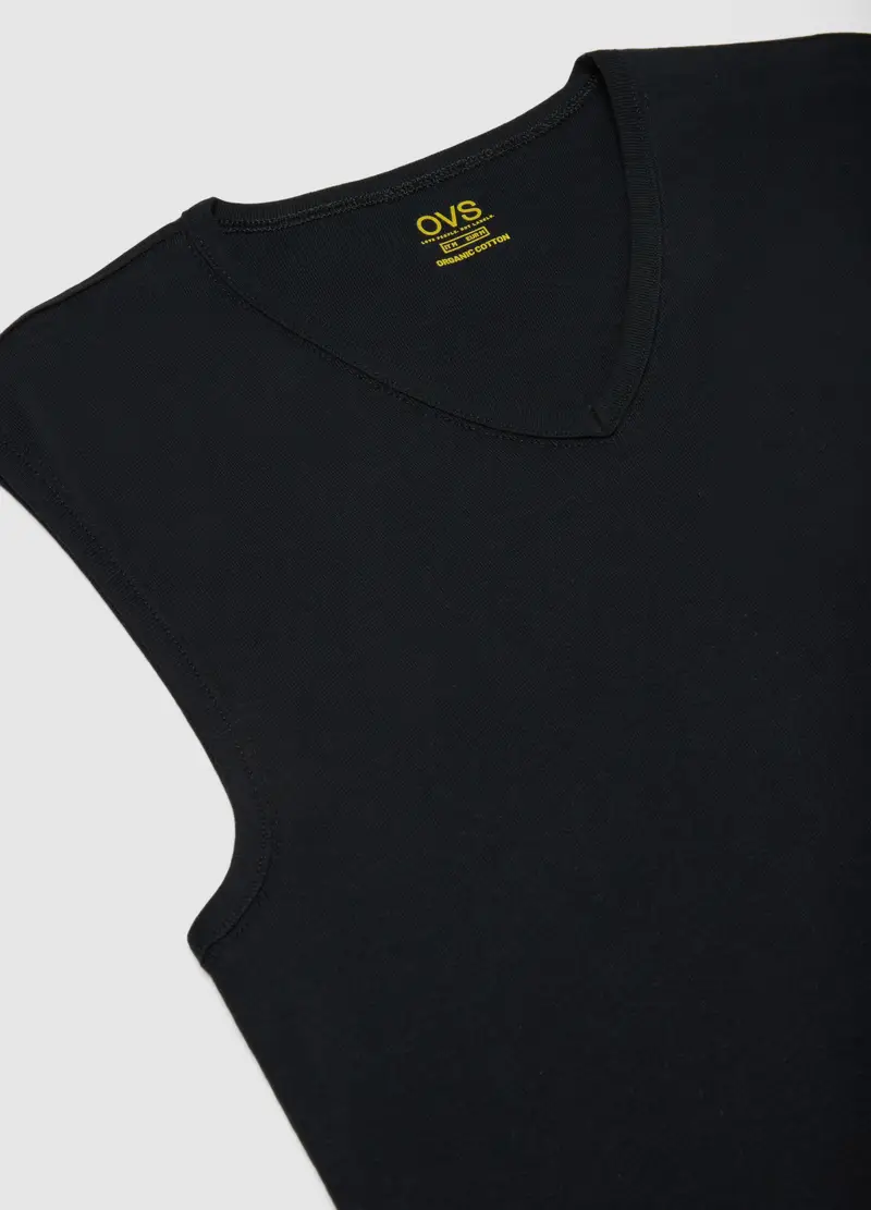 Canotta In Puro Cotone Nera Regular Fit Con Spalla Larga, Uomo, Nero miniatura 2