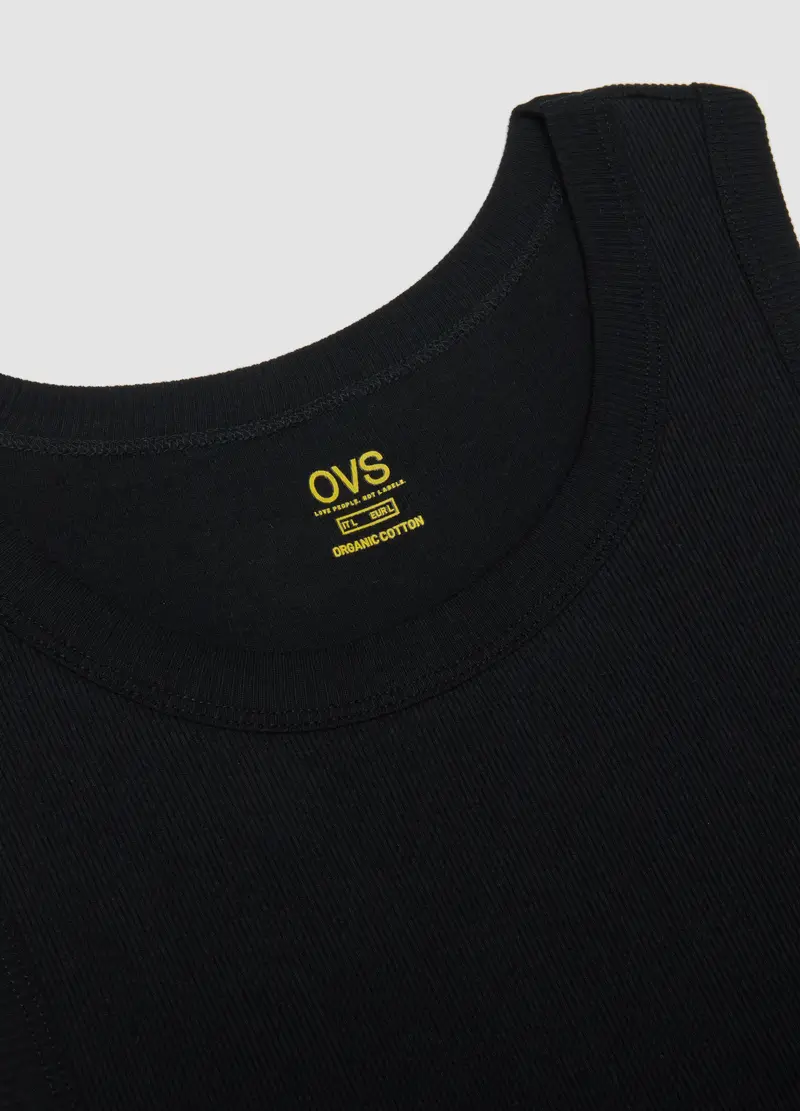 Canotta In Puro Cotone Nero Regular Fit, Uomo, Nero miniatura 2