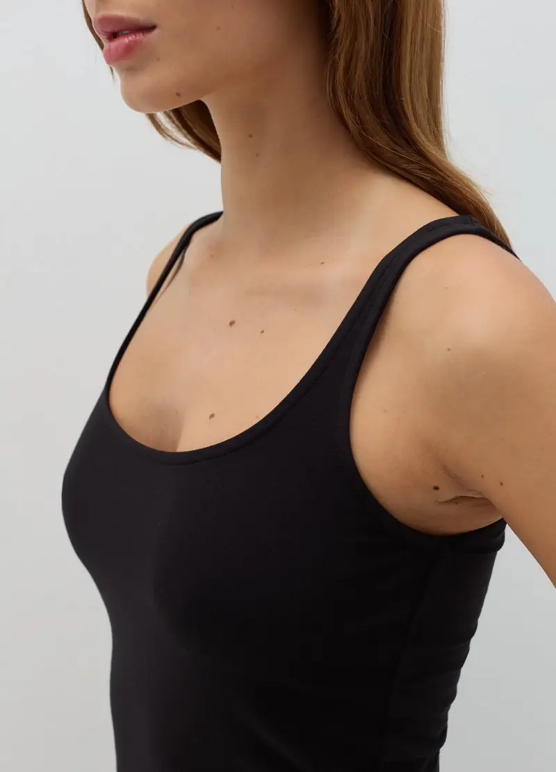 OVS , Canottiera Basic In Cotone Stretch Nera, Donna, Nero, Taglia: M miniatura 3