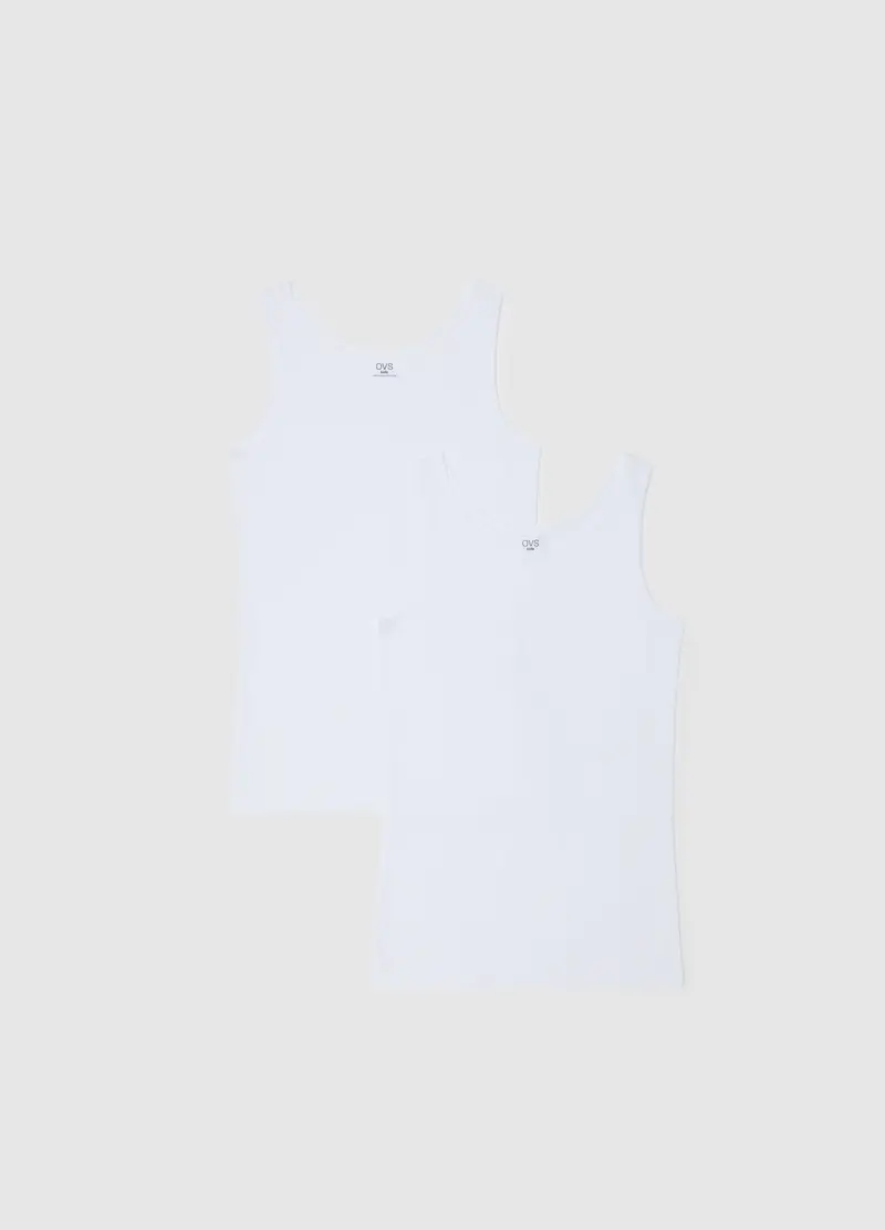 Canottiera Bianca In Cotone Per Bambina, Bianco